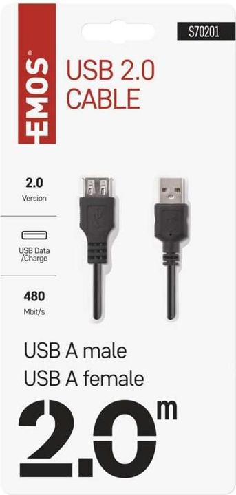 Actual product image Emos USB cable 2.0 A plug - A socket 2m (2 m, USB 2.0)