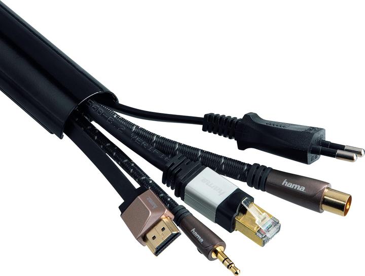 Actual product image Hama Aluminium cable duct, half-round, 110 x 3.3 x 1.8 cm, black (Duct, 110 cm)