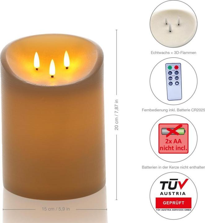 Image du produit Schlaraffenland Bougie d'extérieur LED cire réelle (1 x)