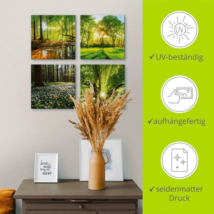 Actual product image Artland forest brook spring wind roses sun tree K2FR (20 x 20 cm)