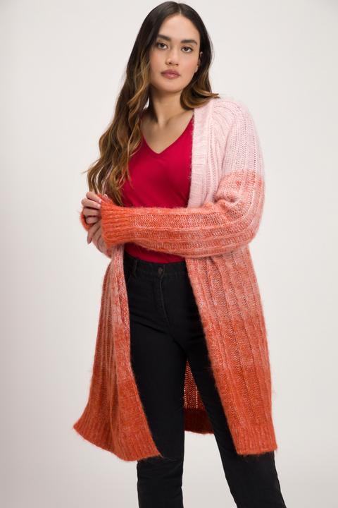 Actual product image Ulla Popken Ombre Stripe Open Front A-line Fit Cardigan Sweater (54)
