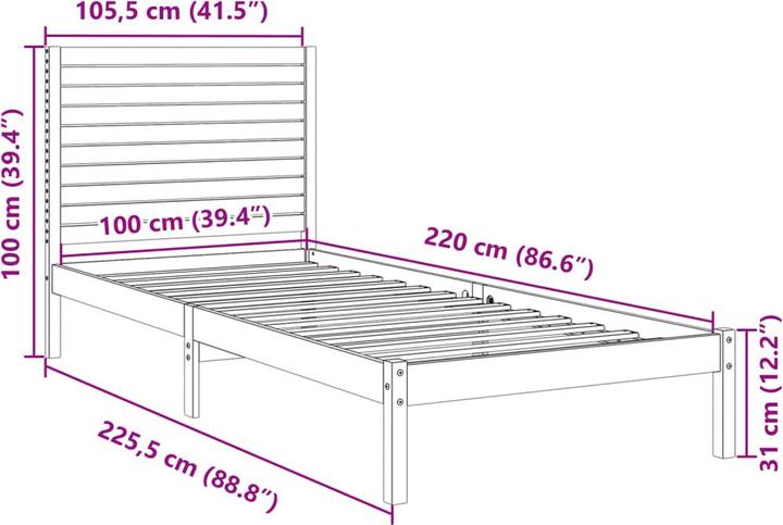 Image du produit vidaXL Bettrahmen (100 x 220 cm)