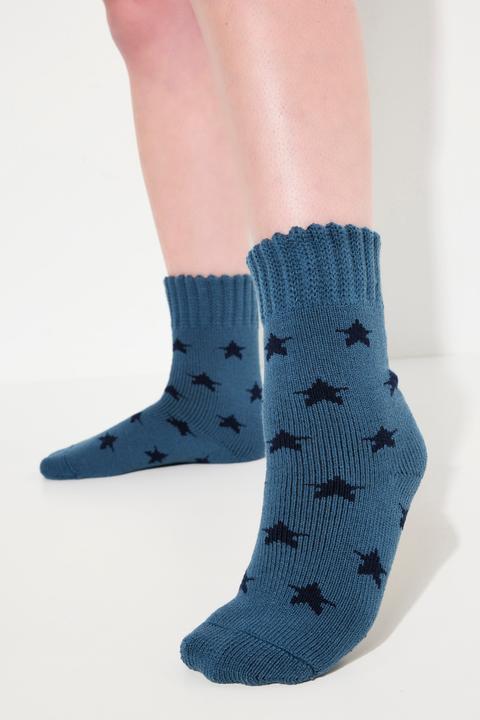 Produktbild Ulla Popken Kuschelsocken, 2er-Pack, Sterne/einfarbig (2er Pack, 50/56)