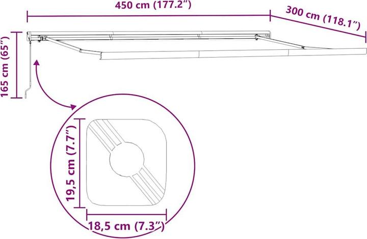 Actual product image vidaXL Einziehbare Markise (3.50 m)