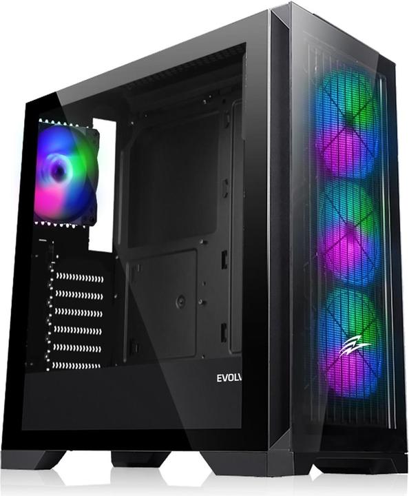 Evolveo Ptero Q2G, ATX, 4x ARGB, Vorderseite + Seite (ATX)