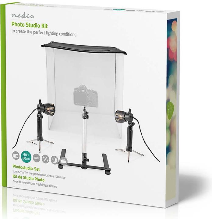 Produktbild Nedis Foto Studio Kit 400 lm Faltbar Hintergründe inkl. Tragetasche enthalten Schwarz (Reflektor)