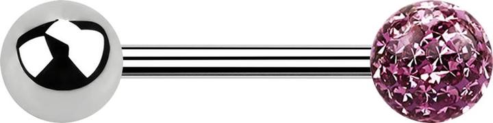 Produktbild Star Piercing Barbell silber mit Kugel und Kristall Kugel hellviolett Epoxy Schutzschicht (ohne Messing, Chirurgenstahl 316L)