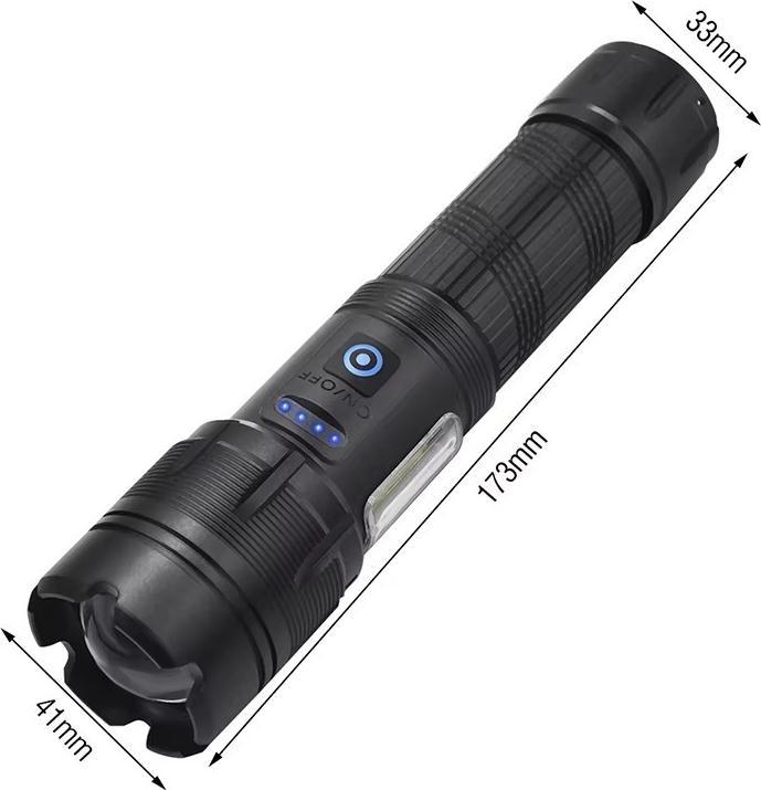 Immagine prodotto Boruit 1500 Lumen Torcia LED ultra luminosa - Lega di alluminio - USB-C (1500 lm)