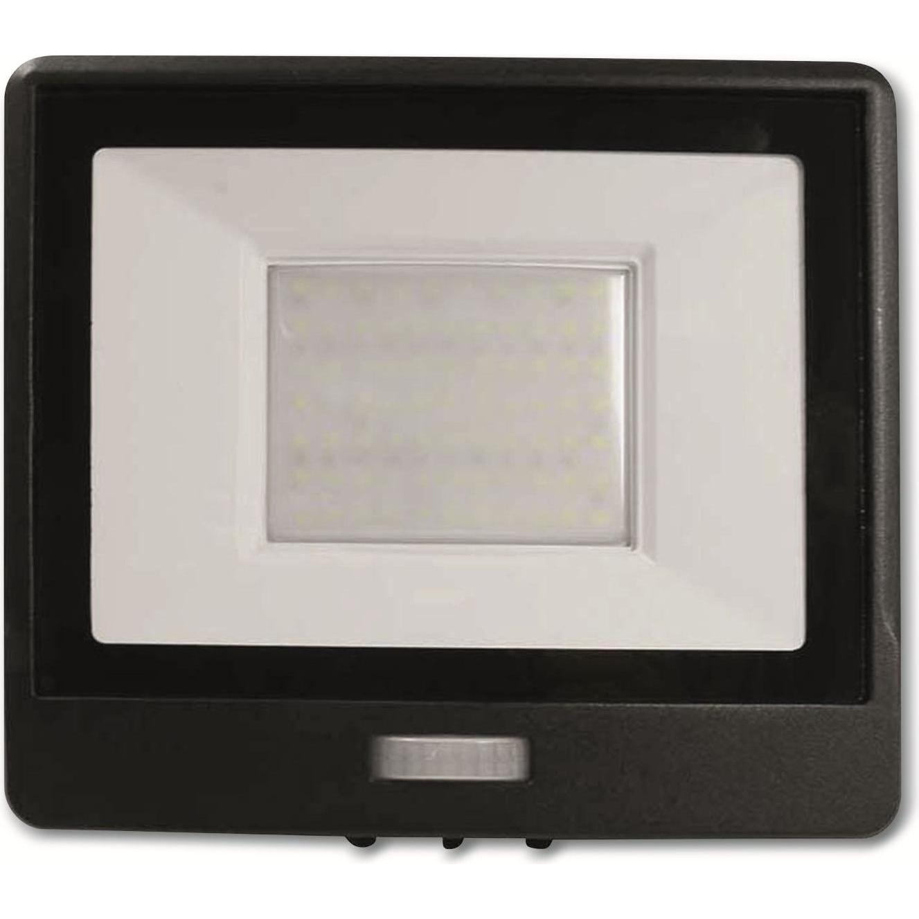 Thumbnail - V-TAC, Fassadenbeleuchtung, VT158S1 50W LED PIR Sensor Flutlicht SAMSUNG Chip Schwarzer Körper 4000K 1M Kabel (4000 lm, ...
