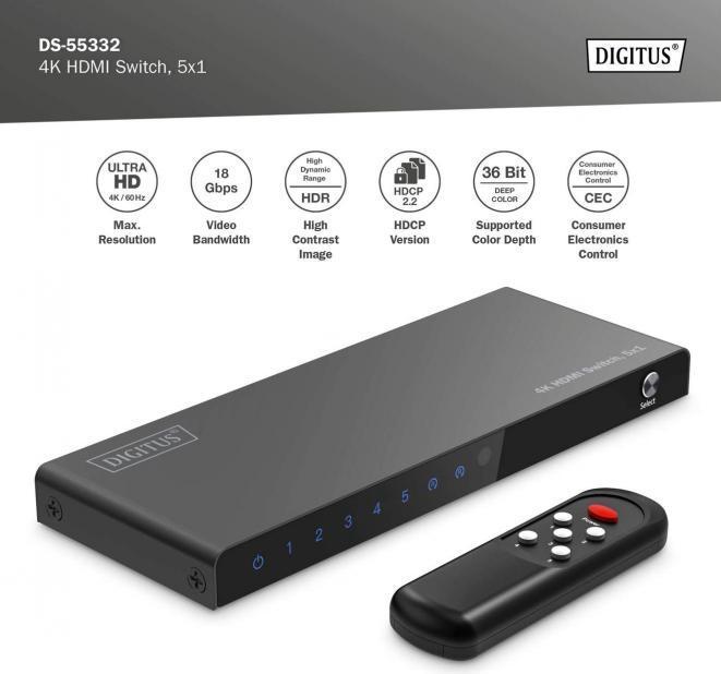 Produktbild Digitus 4K HDMI Switch, 5x1
