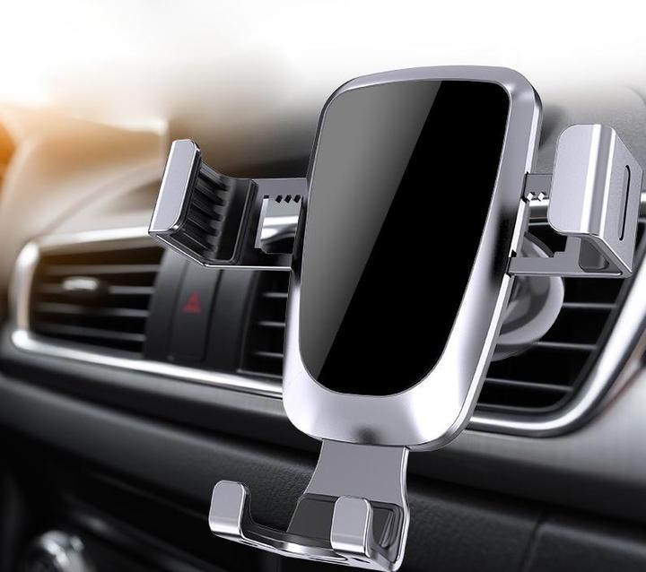 Actual product image Hurtel Gravity smartphone car holder, black air vent grille (YC08)