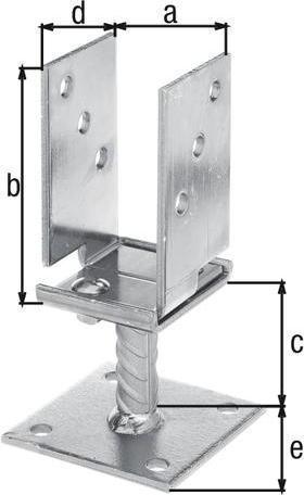 Actual product image Alberts U-post support adjustable for screwing on 71-131 x 110 x 70 mm, galvanised yellow, 1 pc. (1 pcs.)