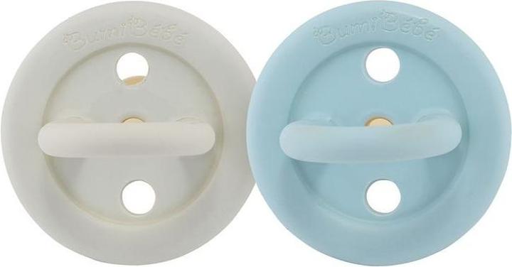 Actual product image Hevea Bumi bébé natural rubber dummy 2-pack, denim & sage, round (0-3 months) (2 x, 3 - 36 M.)