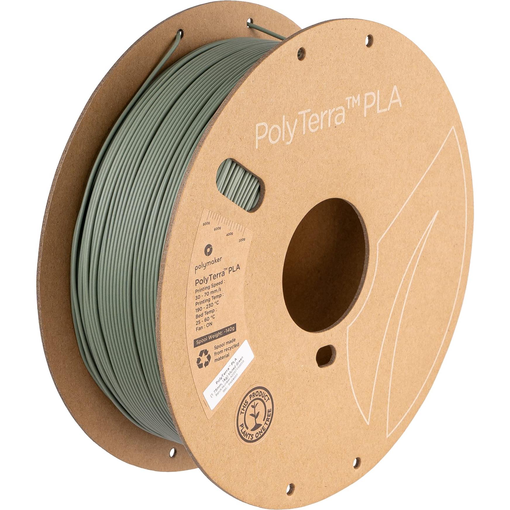 Polymaker PolyTerra PLA (PLA, 1.75 mm, Grün), 3D Filament, Grün