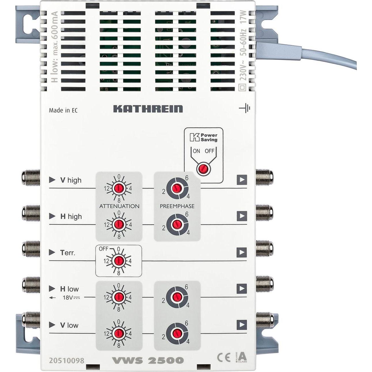 Kathrein SAT multi-switch VWS 2500 Ingressi (multi-switch): 5 (4 SAT/1 terrestre) (Multiinterruttori), Accessori per SAT, Bianco