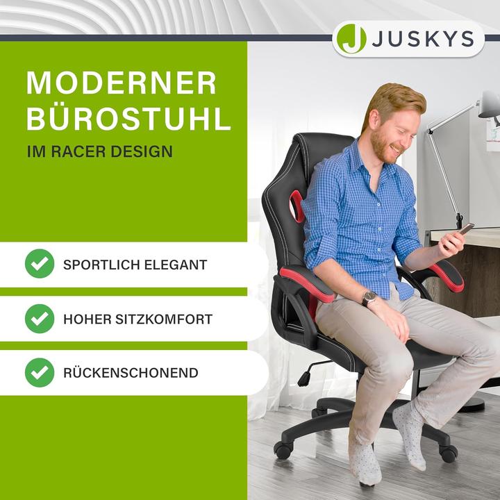 Image du produit Juskys Ergonomischer Racing Schreibtischstuhl Montreal (46 - 56 cm)