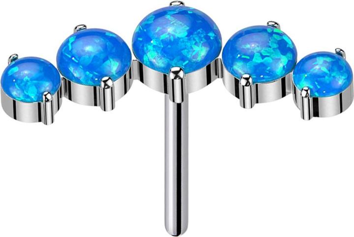 Produktbild Star Piercing Threadless gebogen silber fünf Opale blau (ohne Messing, Titan)