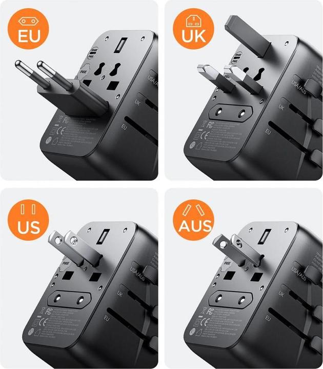 Actual product image Joyroom 65W GaN Universal Travel Adapter 3 USB-C & 2 USB-A