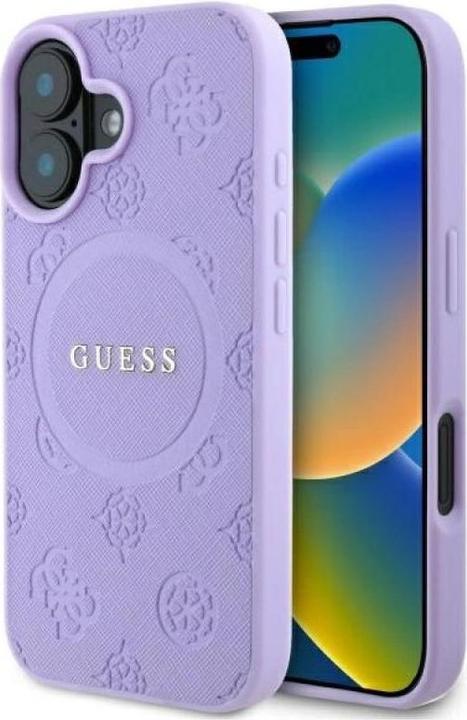 Produktbild Guess GUHMP16MPSAPSMEU iPhone 16 Plus 6.7" fioletowy/purple hardcase Saffiano Peony Classic Logo (Apple iPhone 16 Plus)