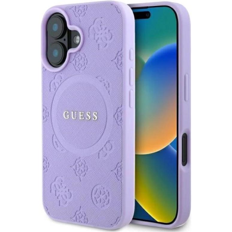 Guess GUHMP16MPSAPSMEU iPhone 16 Plus 6.7" fioletowy/purple hardcase Saffiano Peony Classic Logo (Apple iPhone 16 Plus) (GUE004095-0)