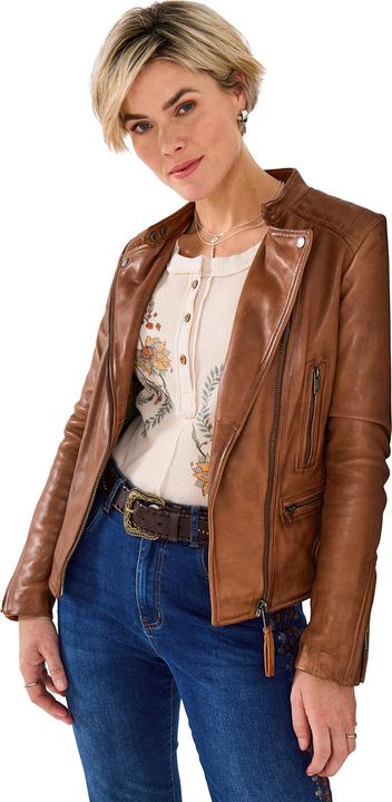 Actual product image Joe Browns Collarless Leather Biker Jacket (46)