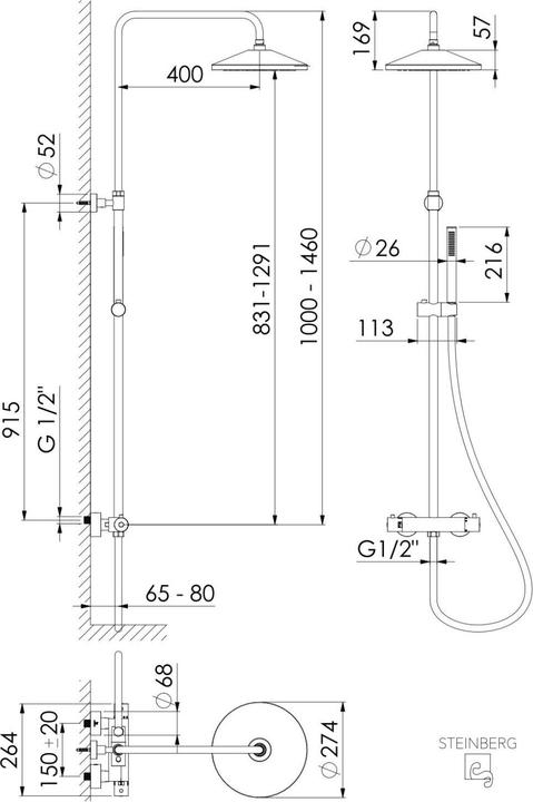 Produktbild Steinberg Serie 315 Duschsystem mit LED-Kopfbrause