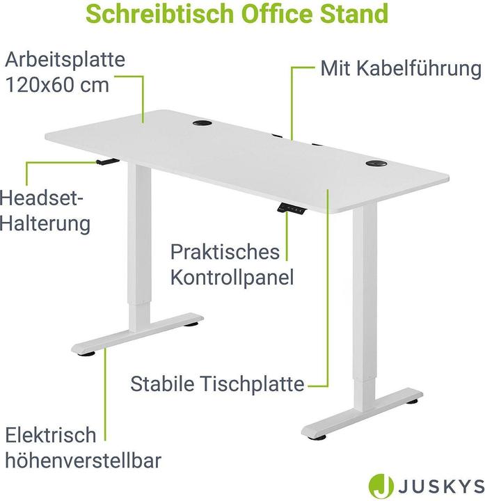 Image du produit Juskys Bureau (120 x 60 x 117 cm)