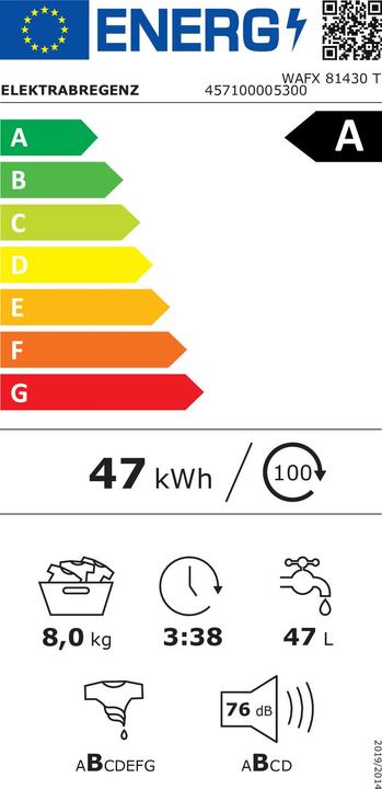 Energie-Label Elektra Bregenz elektrabregenz WAFX81430T Waschmaschine 8 kg (8 kg, Links)
