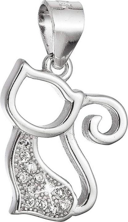 Image du produit Evolution Group - Playful silver pendant Cat with zircons 14037.1 crystal (Argent)