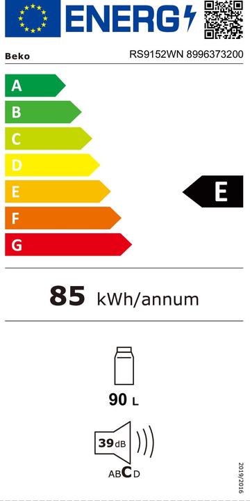 Energie-Label Beko Kühl-Gefrierkombination RS9152WN (90 l)