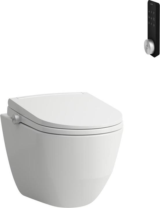 Laufen Cleanet Pro Comfort WC suspendu, WC douche à poser avec télécommande, sans rebord, à fond creux