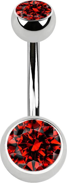 Immagine prodotto Star Piercing Banana d'argento con due sfere di cristallo rosse (senza ottone, Acciaio chirurgico 316L)