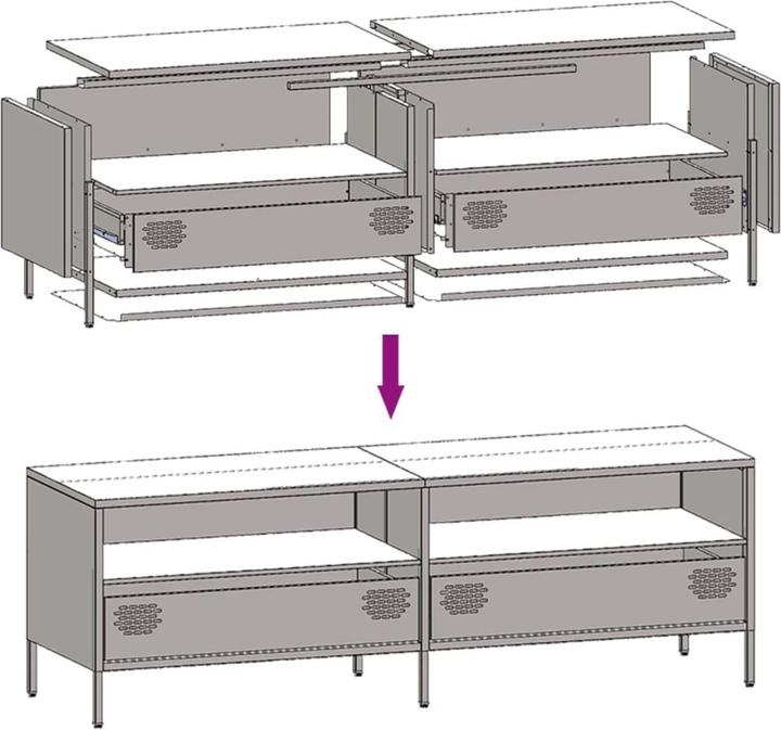 Produktbild vidaXL TV Schrank Lowboard Fernsehschrank Fernsehtisch Kaltgewalzter Stahl (135 x 39 x 43.5 cm)