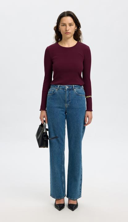 Produktbild Selected Geripptes Oberteil mit langen Ärmeln (S)