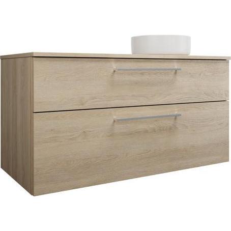 burgbad, Badmöbelset, Eqio Keramik-Aufsatzwaschtisch rechts, rund, inklusive Waschtischunterschrank, Breite 1200m