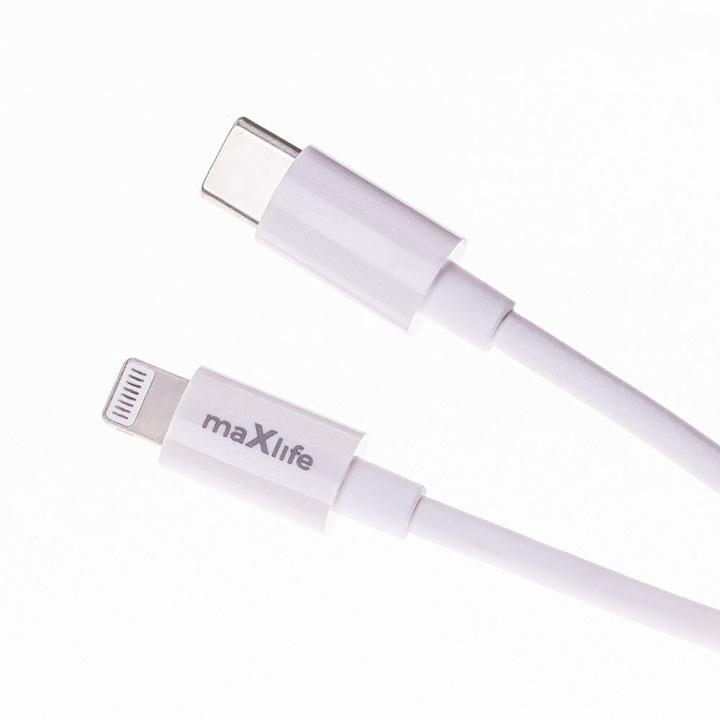 Actual product image Maxlife MXTC-06 PD QC charger 1x USB-C 1x USB 20W white + USB-C - Lightning cable 20W (20 W, 2 ports)