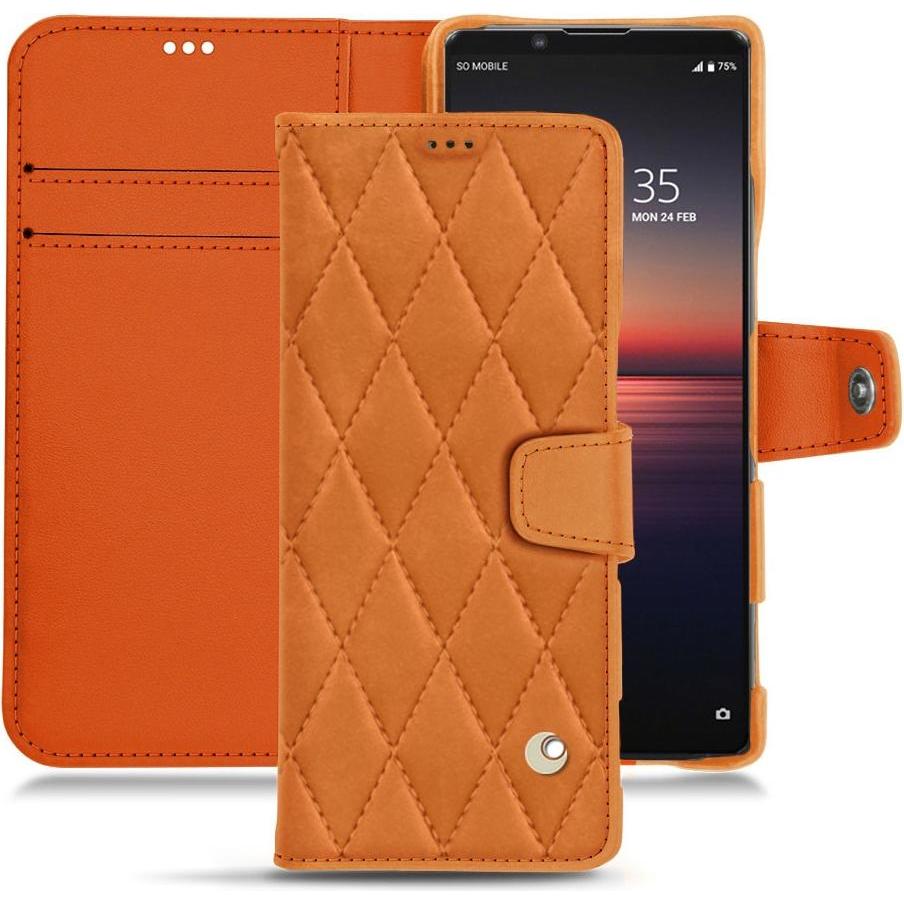 Noreve Lederschutzhülle Wallet (Sony Xperia 1 II), Smartphone Hülle, Orange