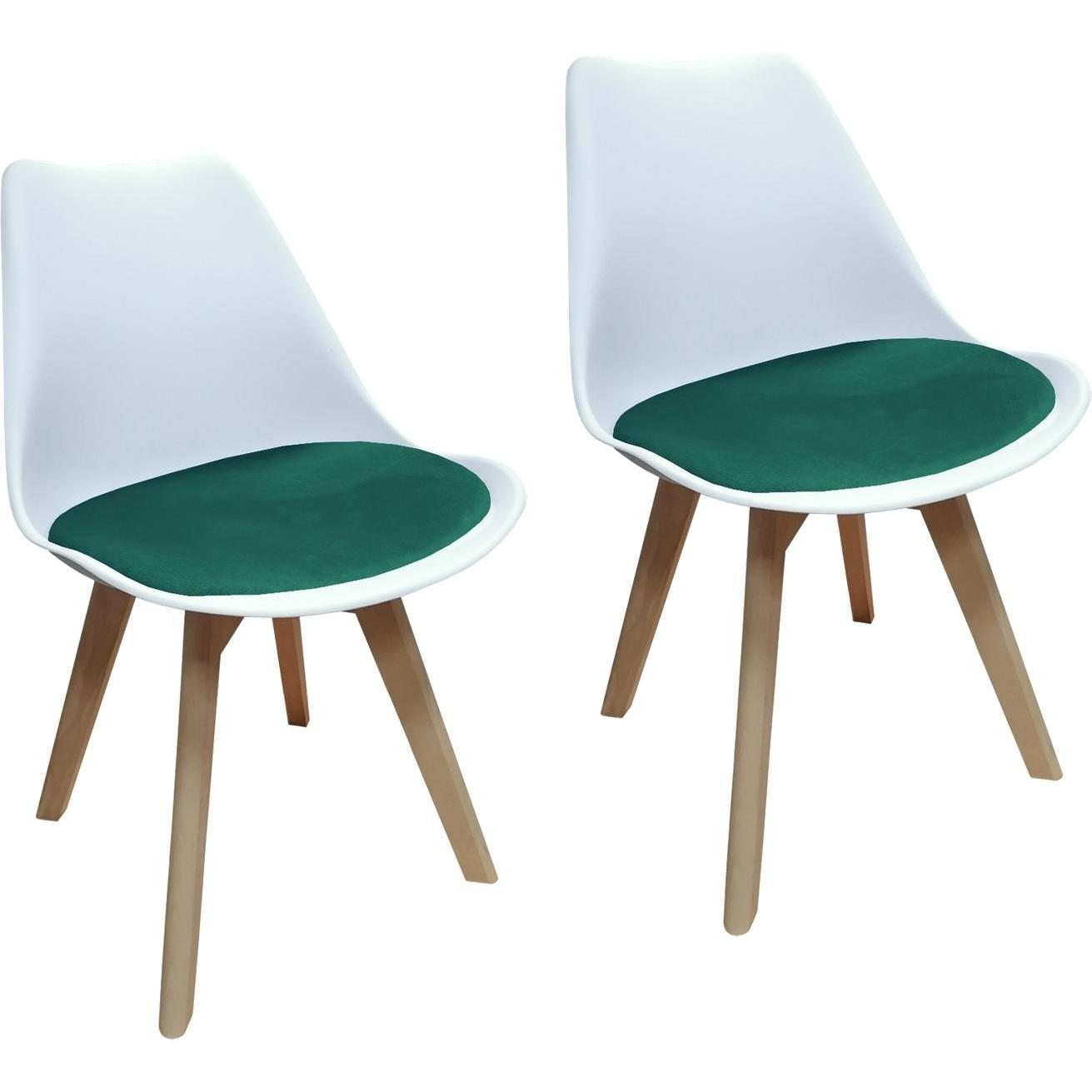 HTI-Living, Stühle, Esszimmerstuhl Samt 2er Set Atlanta Weiss/Grün