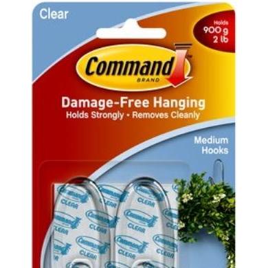 3M, Chiodo adesivo + Gancio adesivo, 17091CLR, trasparente, plastica, 25,4 mm, 34,9 mm, 2 stili