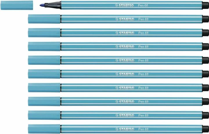 Label énergétique STABILO Stylo feutre premium - Pen 68 - pack de 10 - bleu clair (Bleu cobalt, 10 x)