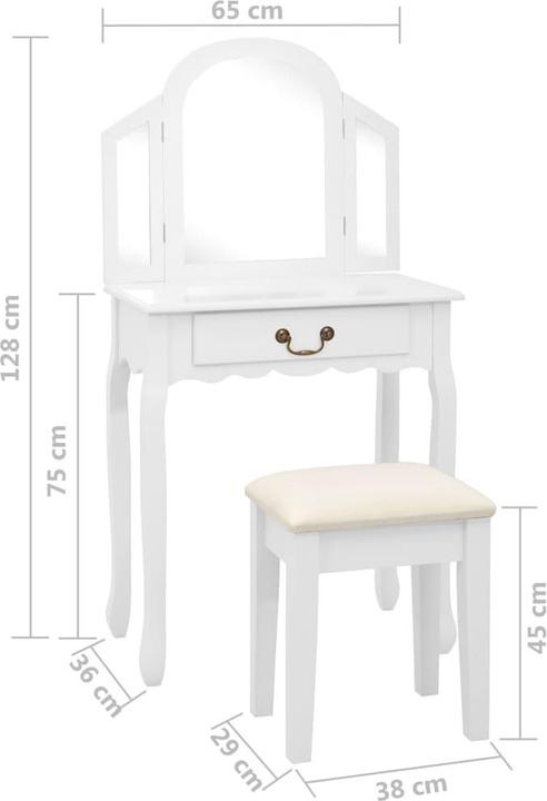 Image du produit vidaXL Schminktisch (36 x 65 x 128 cm)
