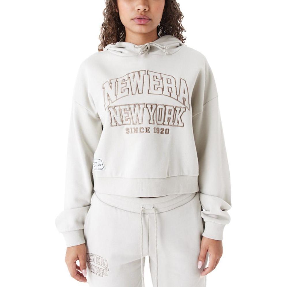 New Era, Damen, Pullover, Ladies Cropped Fleece Hoody stone beige - S, Beige, (S)