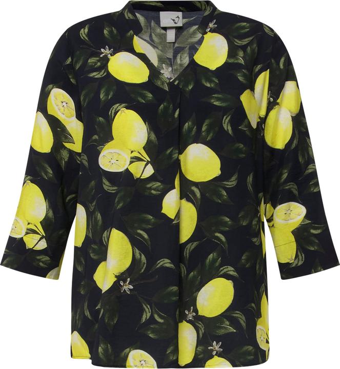Actual product image Ulla Popken Lemon Print 3/4 Sleeve Blouse (50, 52)
