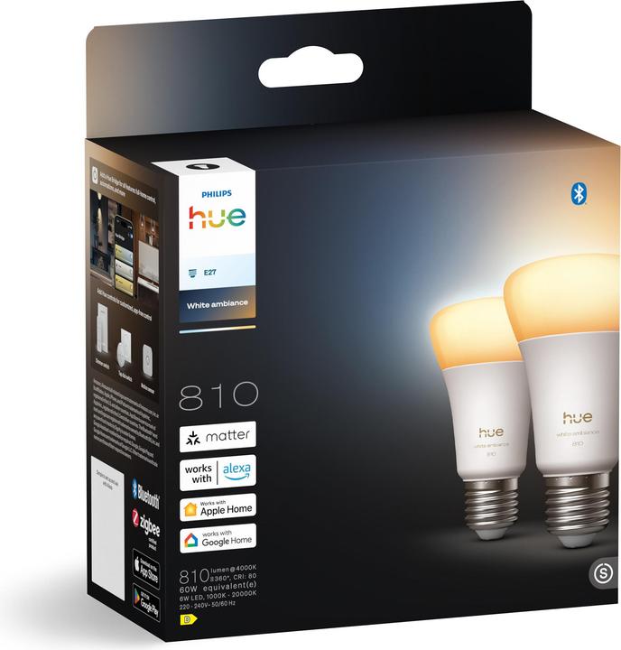 Actual product image Philips Hue A60 - E27 pre - 810 - 2-pak (E27, 810 lm, 2 x)