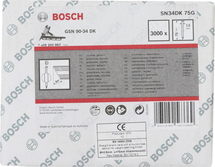 Produktbild Bosch Professional Zubehör D-Kopf Streifennagel SN34DK 75G, 2,8 mm, 75 mm, verzinkt, glatt