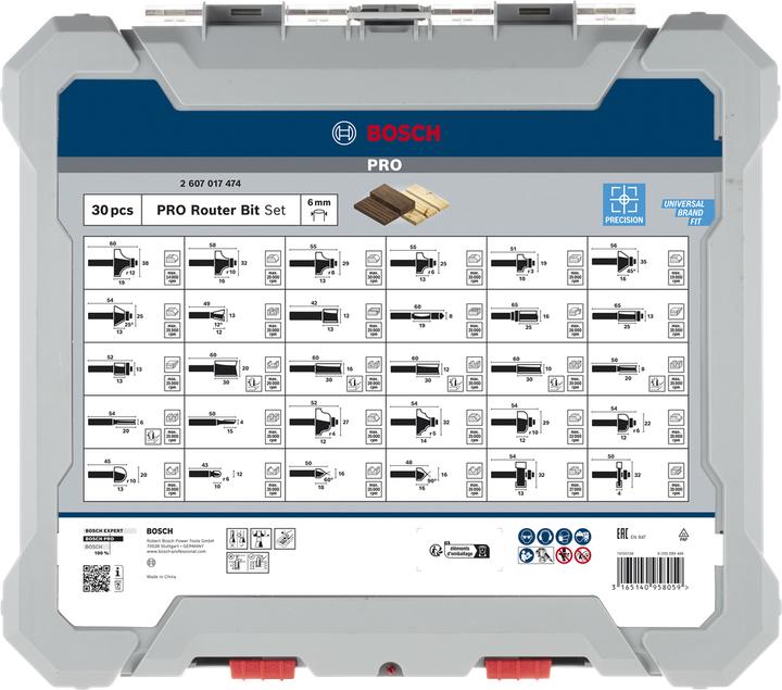 Actual product image Bosch Professional Zubehör 30-piece milling cutter set, 6 mm shank for hand milling cutters