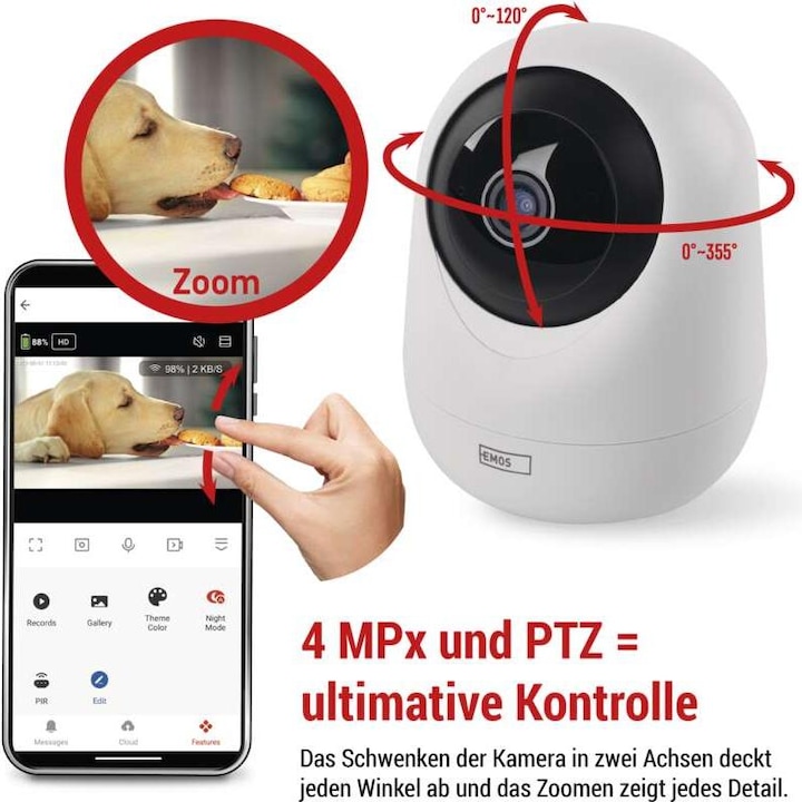 Immagine prodotto Emos GoSmart IP-220W telecamera di sorveglianza rotante con WiFi (2560 x 1440 Pixels)
