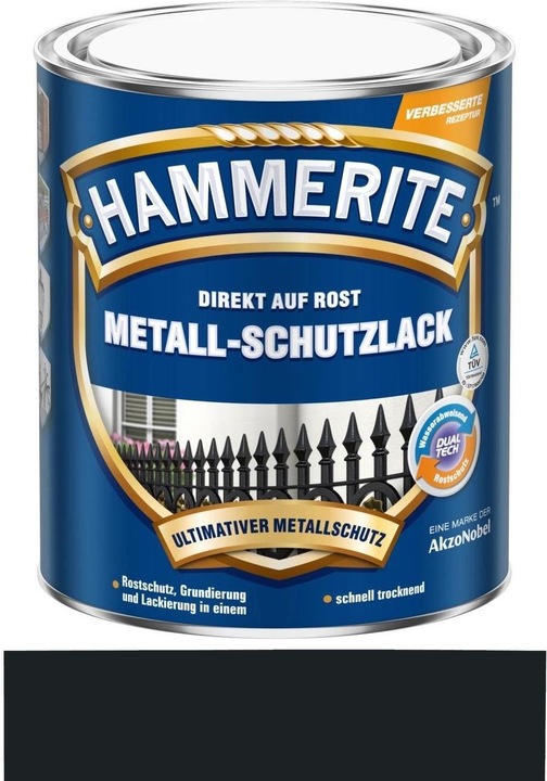 Produktbild Hammerite Metall-Schutzlack Hochglanz (250 ml, Schwarz)