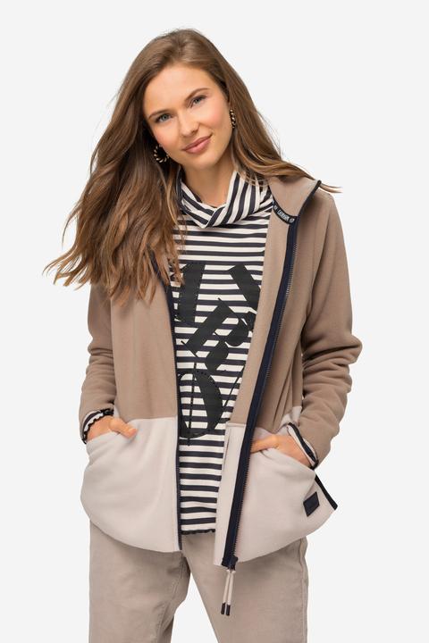 Image du produit Laurasøn Veste en polaire zippée à larges rayures color block, col rond et manches longues. Label OEKO-TEX (L)