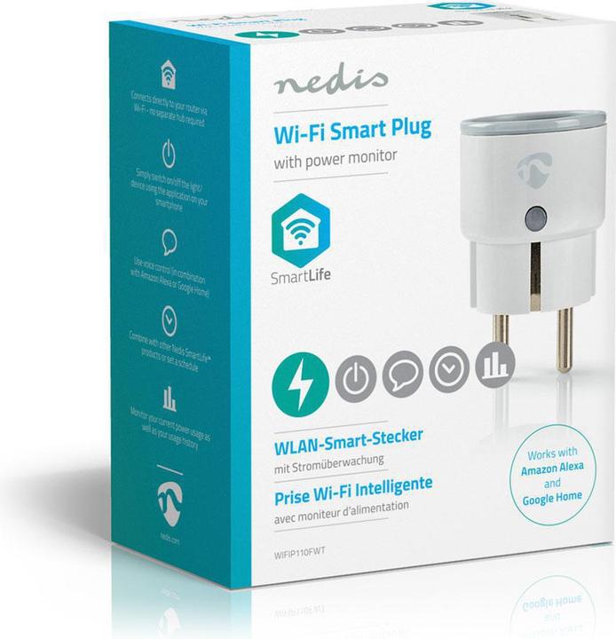 Produktbild Nedis WLAN Smartplug (WIFIP110FWT) - Energieüberwachung, Schuko Typ F, 10 A